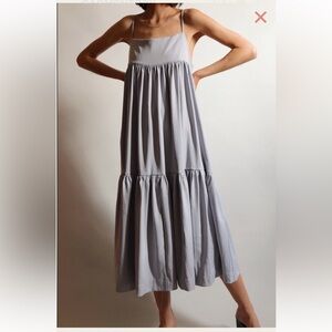EN SASION CORNFLOWER TIERED MIDI DRESS - BLUE